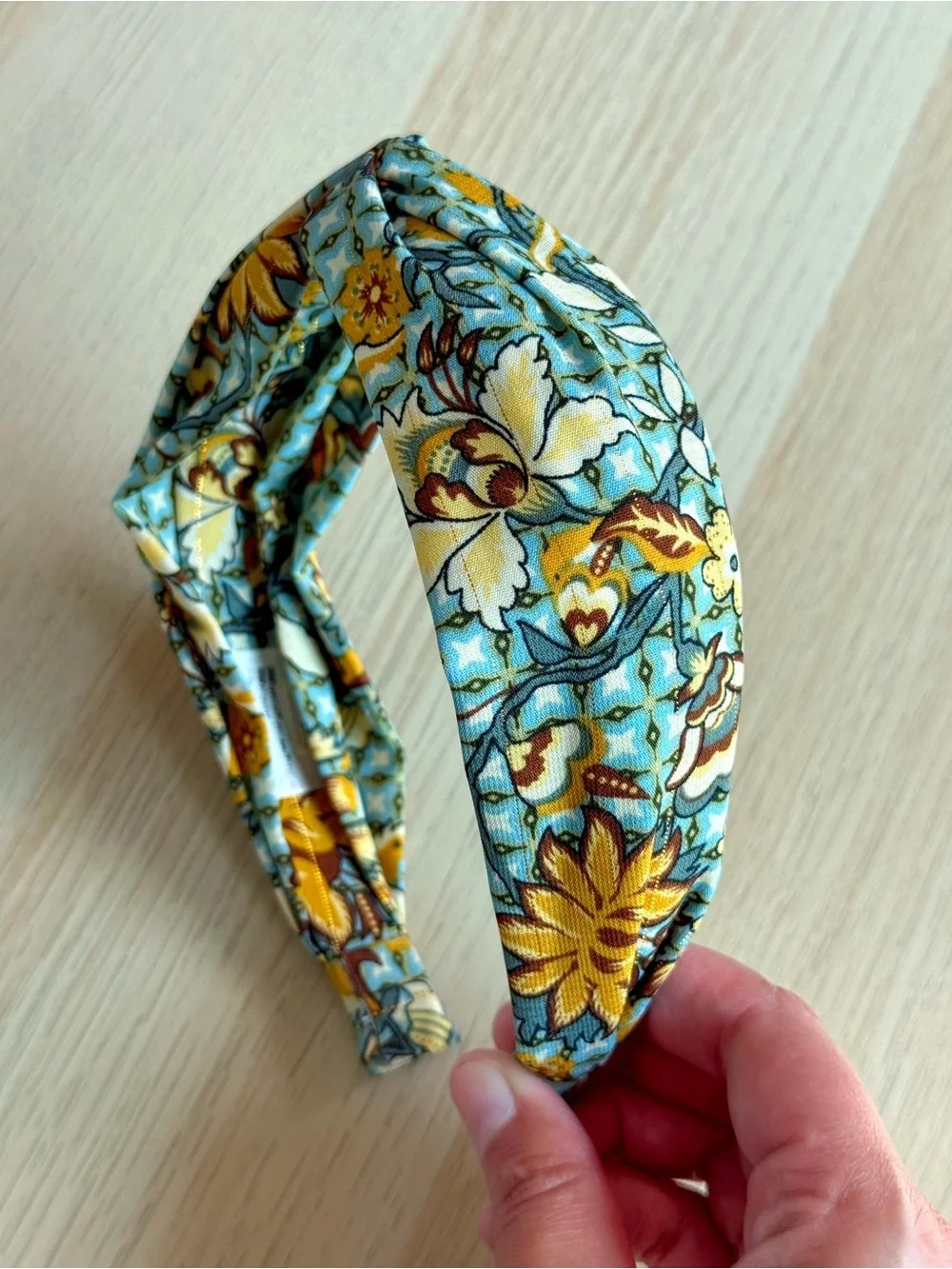 Anthropologie Mosaic Knotted Headband Floral Aqua Green Mustard Boho Bohemian